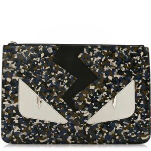 fendi monster lighting large leather pouch